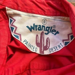 WRANGLER PAINTED DESERT Vtg Red Button Front Shirt Embroidered Thunderbirds Sz S